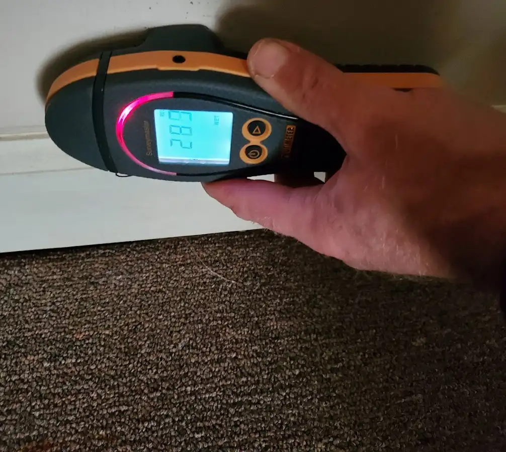Moisture detection at baseboard during Burst Pipe Cleanup in Bothell West